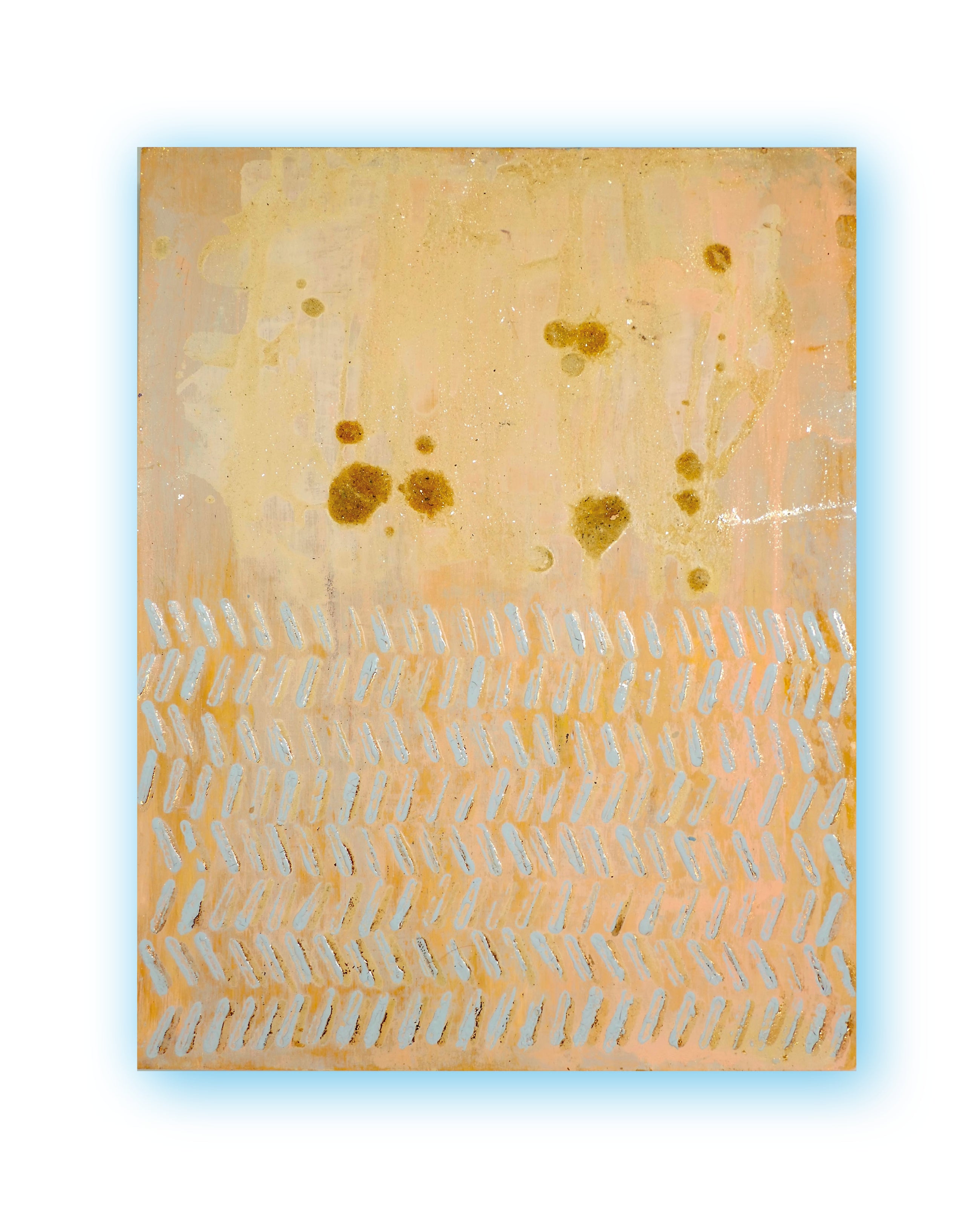 Abstract patina artwork with gold details on wood panel, Little Treasures series by PATINA & ORO