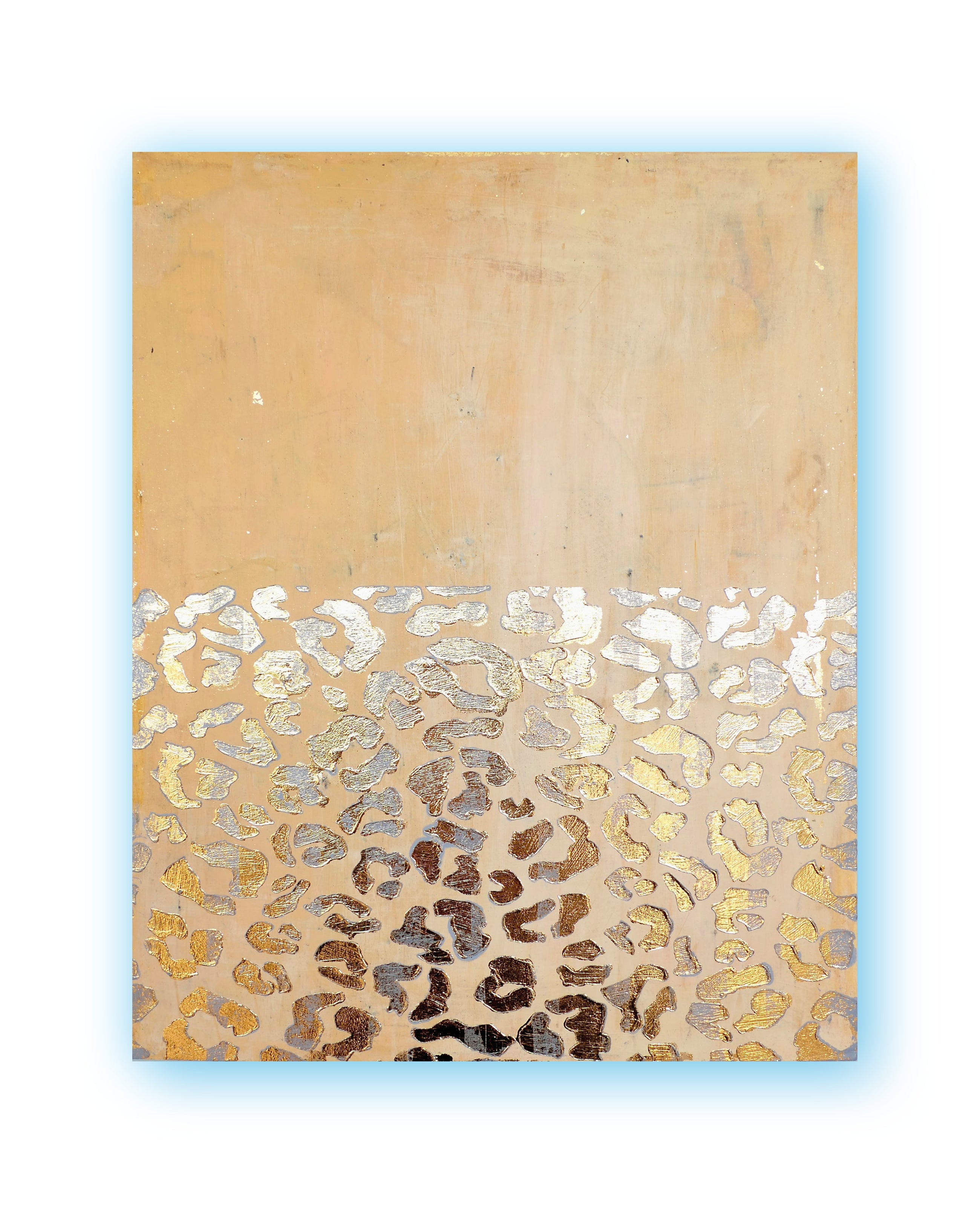 Abstract patina artwork with gold details on wood panel, Little Treasures series by PATINA & ORO