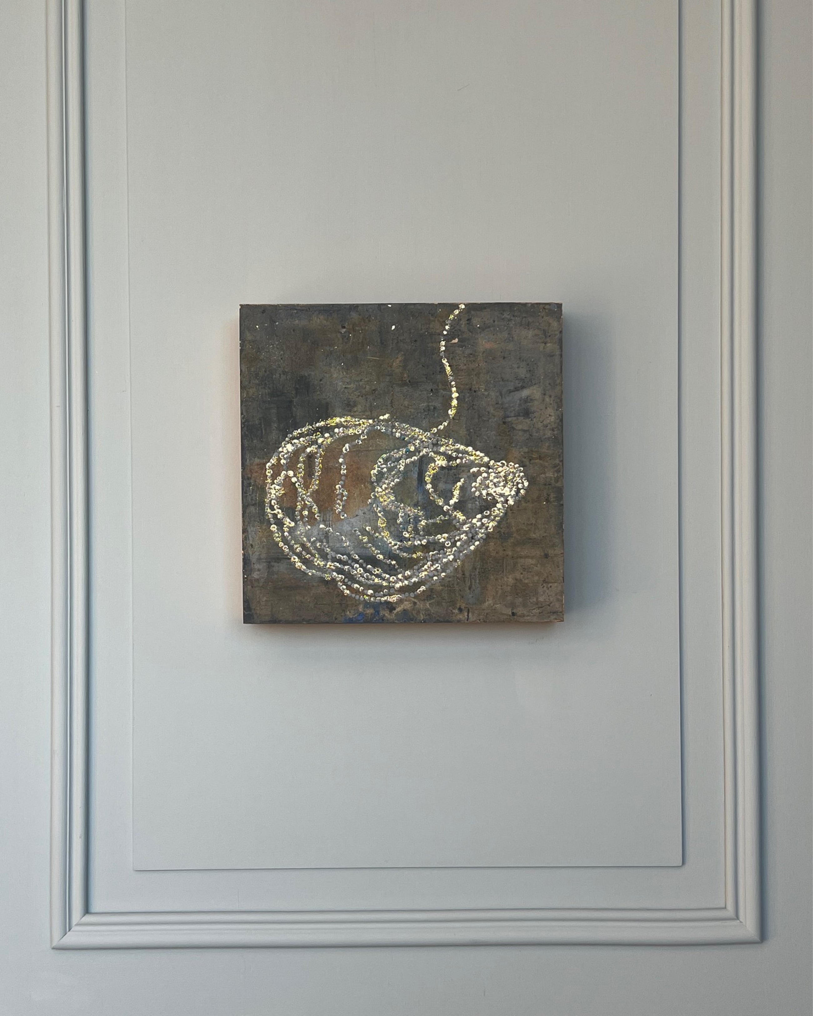 Original abstract study from the LITTLE TREASURES series. Egg tempera, pigments and ash on wood. One of a kind.