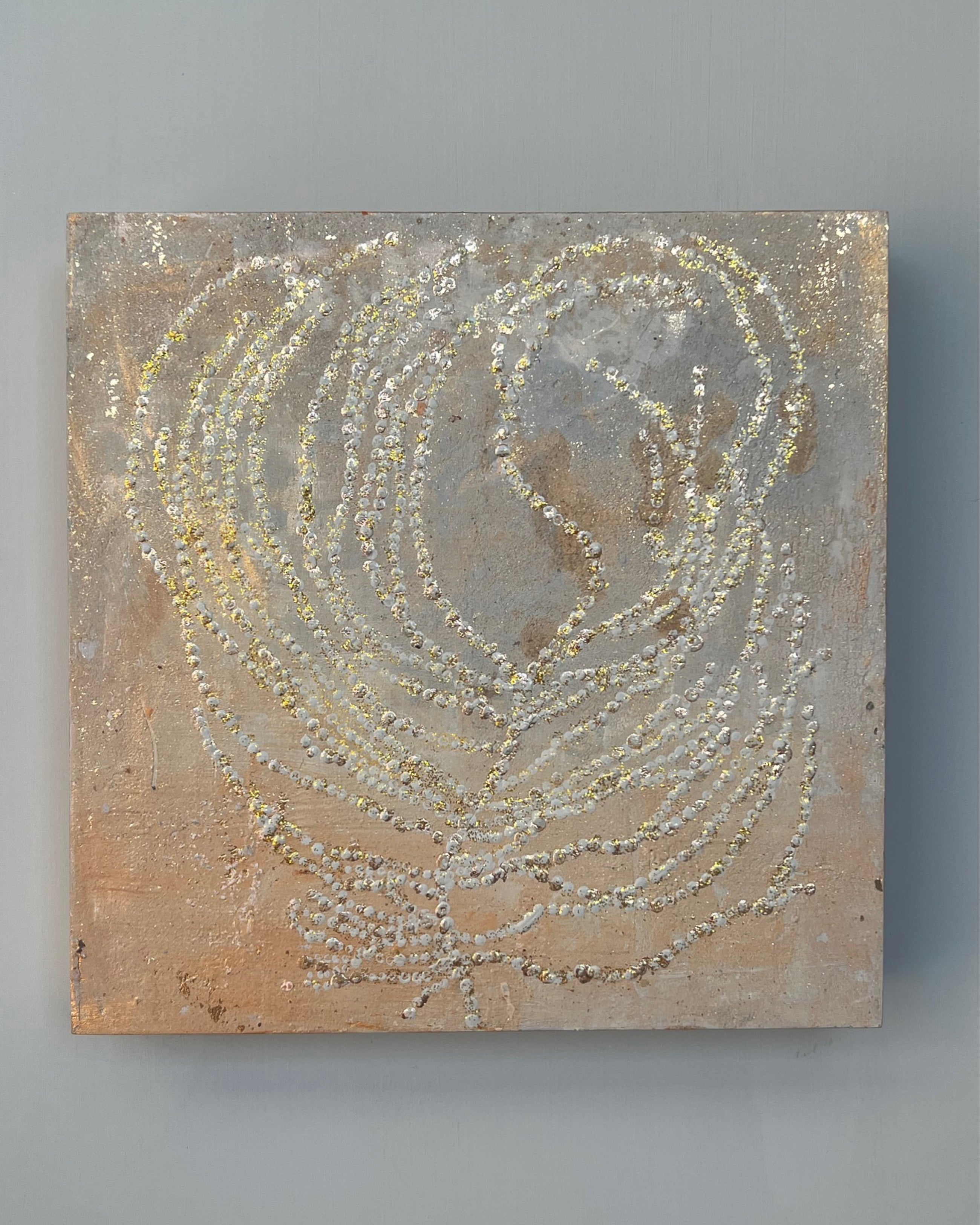 Original abstract study from the LITTLE TREASURES series. Egg tempera, pigments and ash on wood. One of a kind.