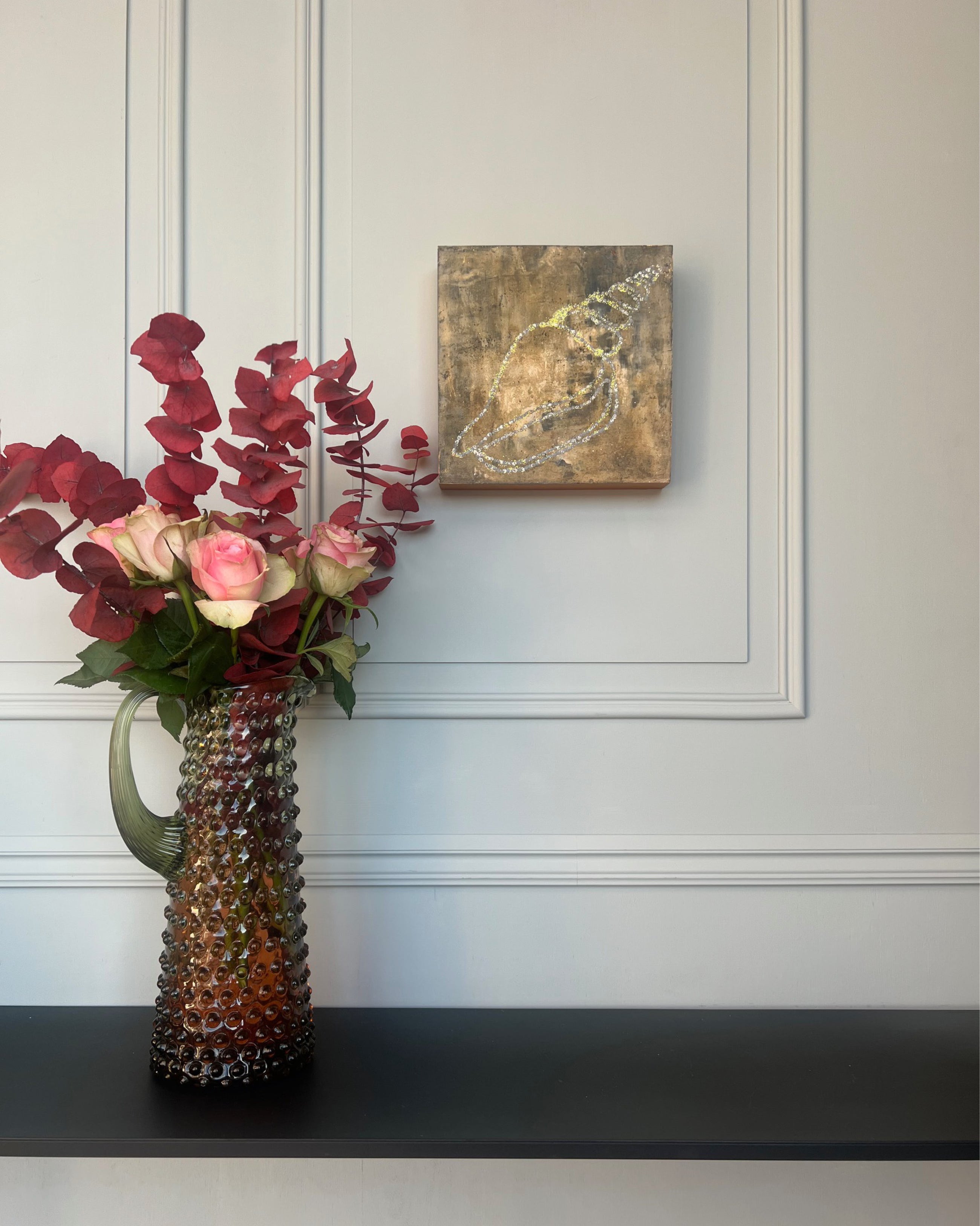 Original abstract study from the LITTLE TREASURES series shown in an interior setting.