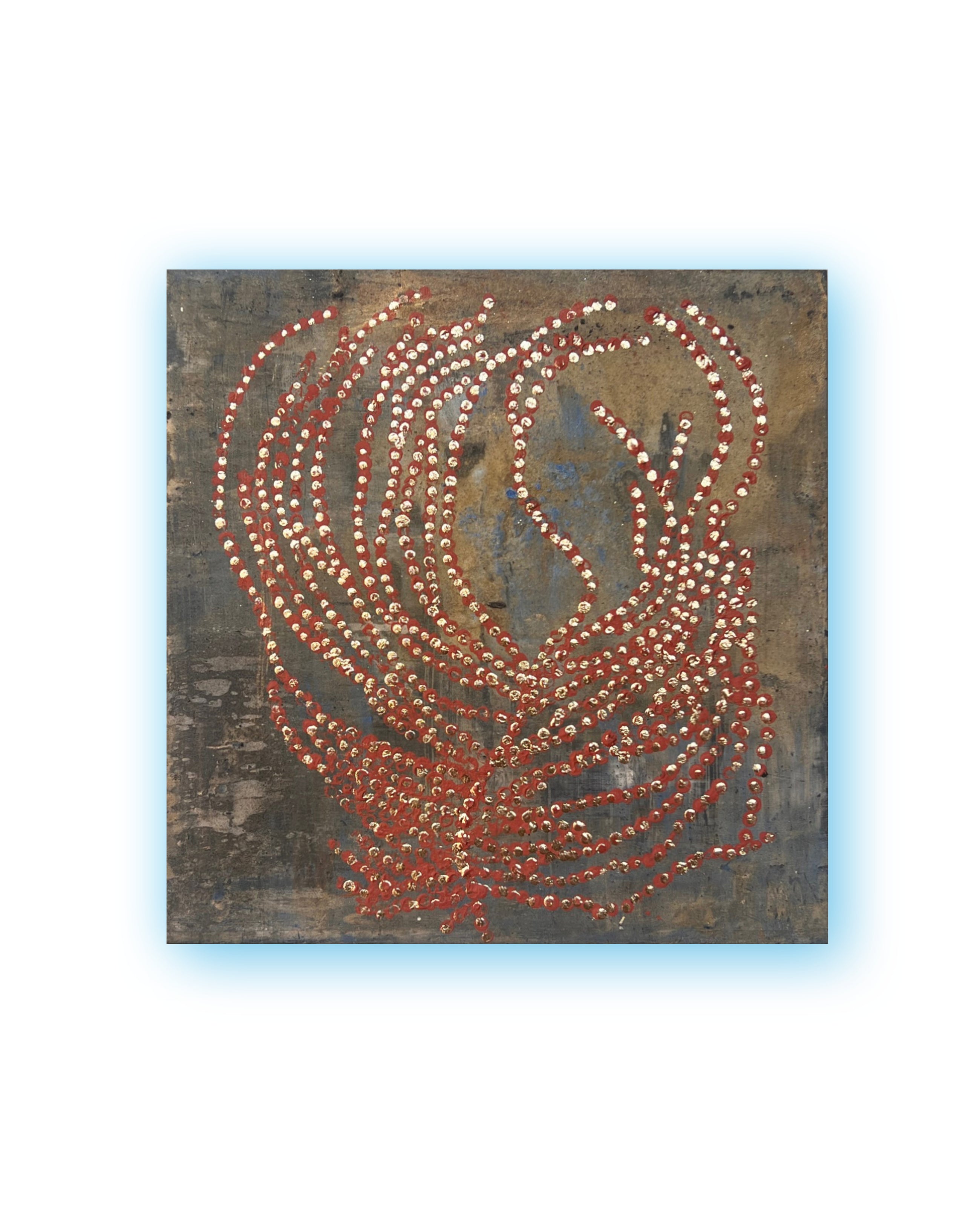 Original abstract study from the LITTLE TREASURES series. Egg tempera, pigments and ash on wood. One of a kind.