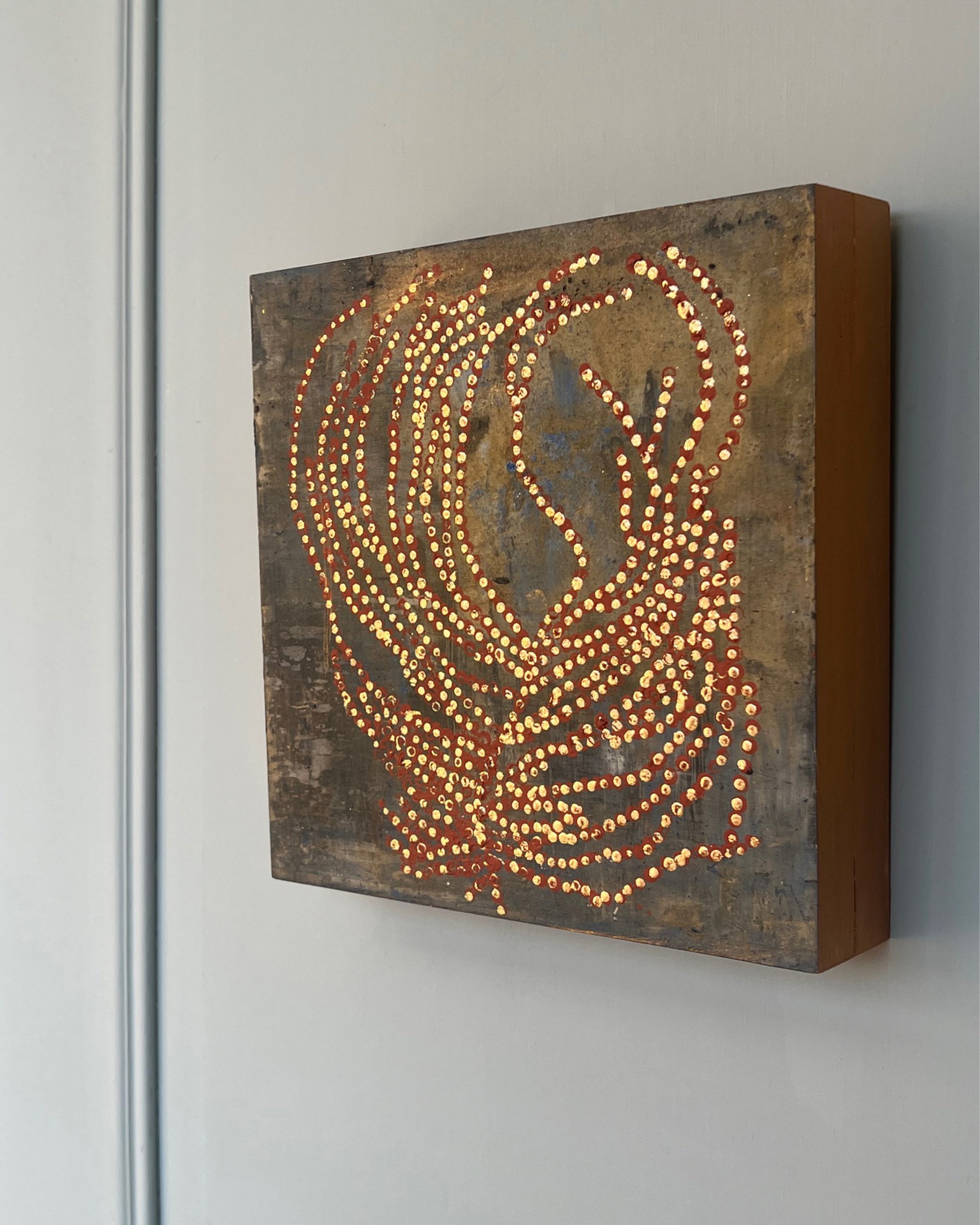 Side view showing the material depth of an original abstract study from the LITTLE TREASURES series.