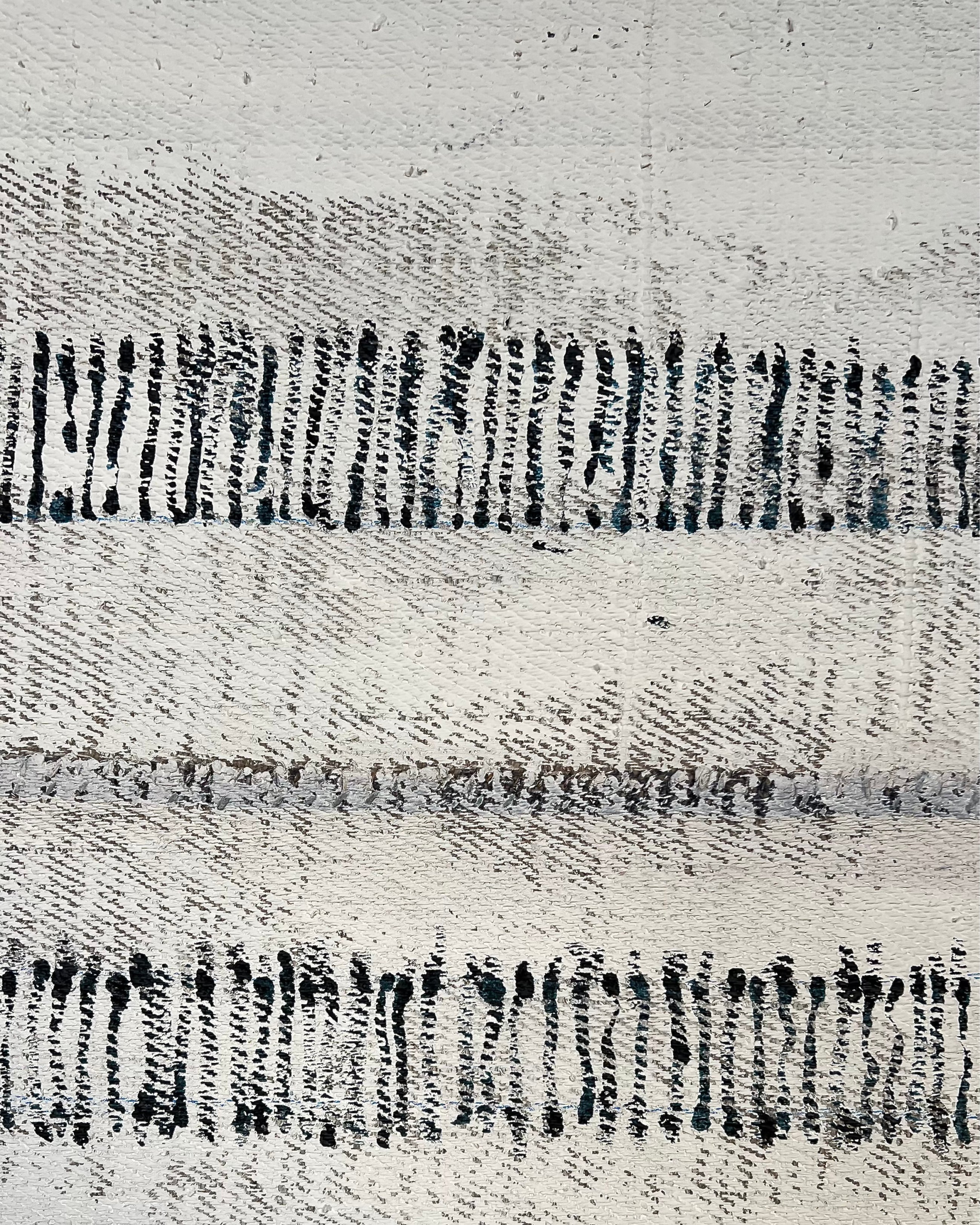 Close-up of aged burlap texture with matte acrylic paint, abstract contemporary artwork from the PURE PATINA series