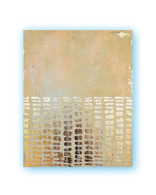 Abstract patina artwork with gold details on wood panel, Little Treasures series by PATINA & ORO

