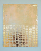 Abstract patina artwork with gold details on wood panel, Little Treasures series by PATINA & ORO

