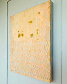 Abstract patina artwork with gold details on wood panel, Little Treasures series by PATINA & ORO
