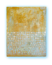 Abstract patina artwork with gold details on wood panel, Little Treasures series by PATINA & ORO
