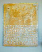 Abstract patina artwork with gold details on wood panel, Little Treasures series by PATINA & ORO
