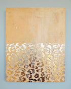 Abstract patina artwork with gold details on wood panel, Little Treasures series by PATINA & ORO
