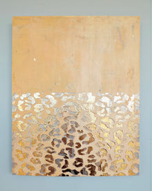 Abstract patina artwork with gold details on wood panel, Little Treasures series by PATINA & ORO

