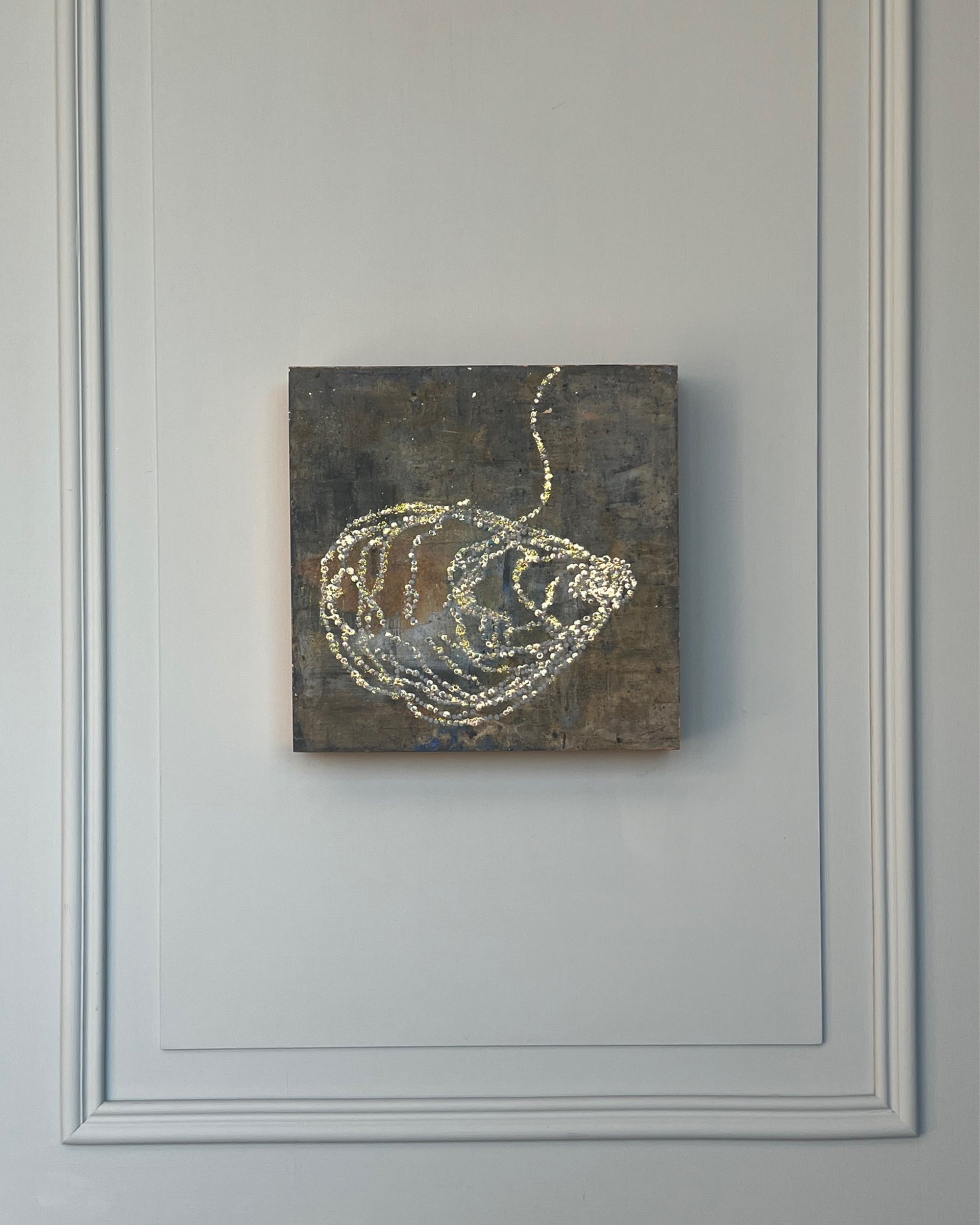 Original abstract study from the LITTLE TREASURES series. Egg tempera, pigments and ash on wood. One of a kind.
