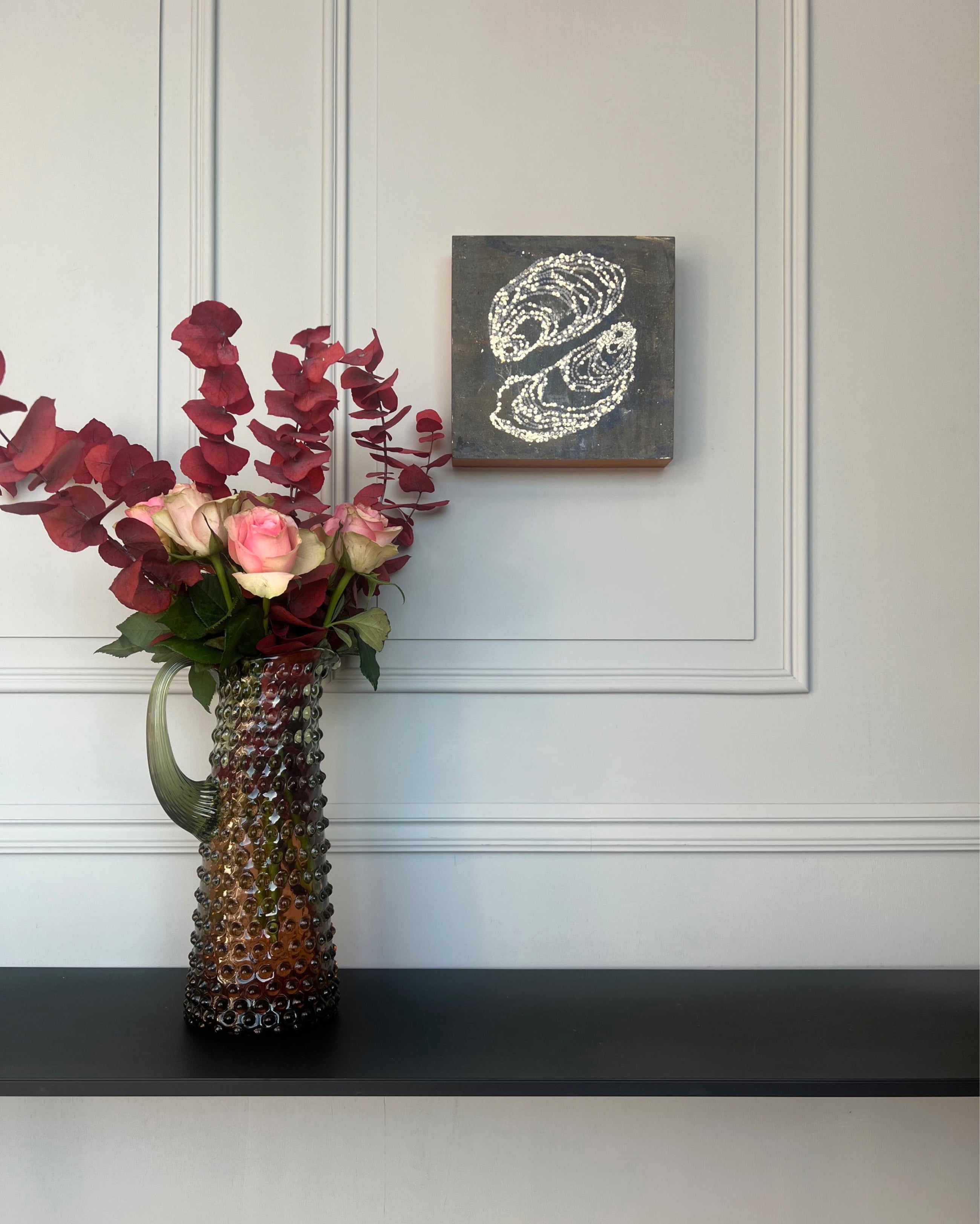 Original abstract study from the LITTLE TREASURES series shown in an interior setting.