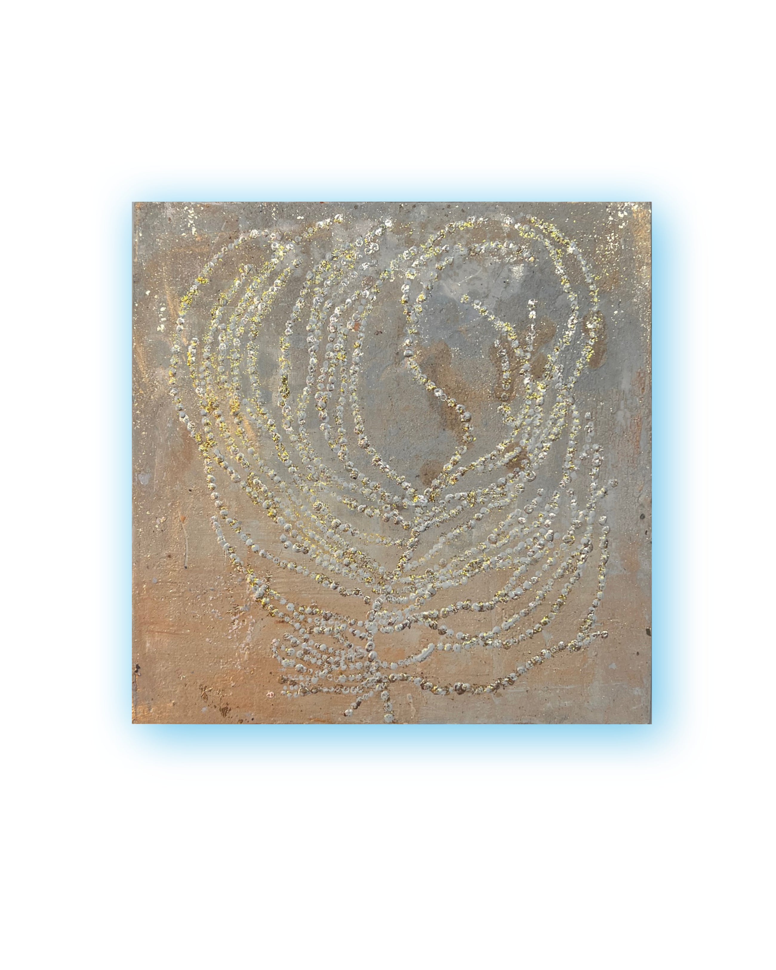 Original abstract study from the LITTLE TREASURES series. Egg tempera, pigments and ash on wood. One of a kind.
