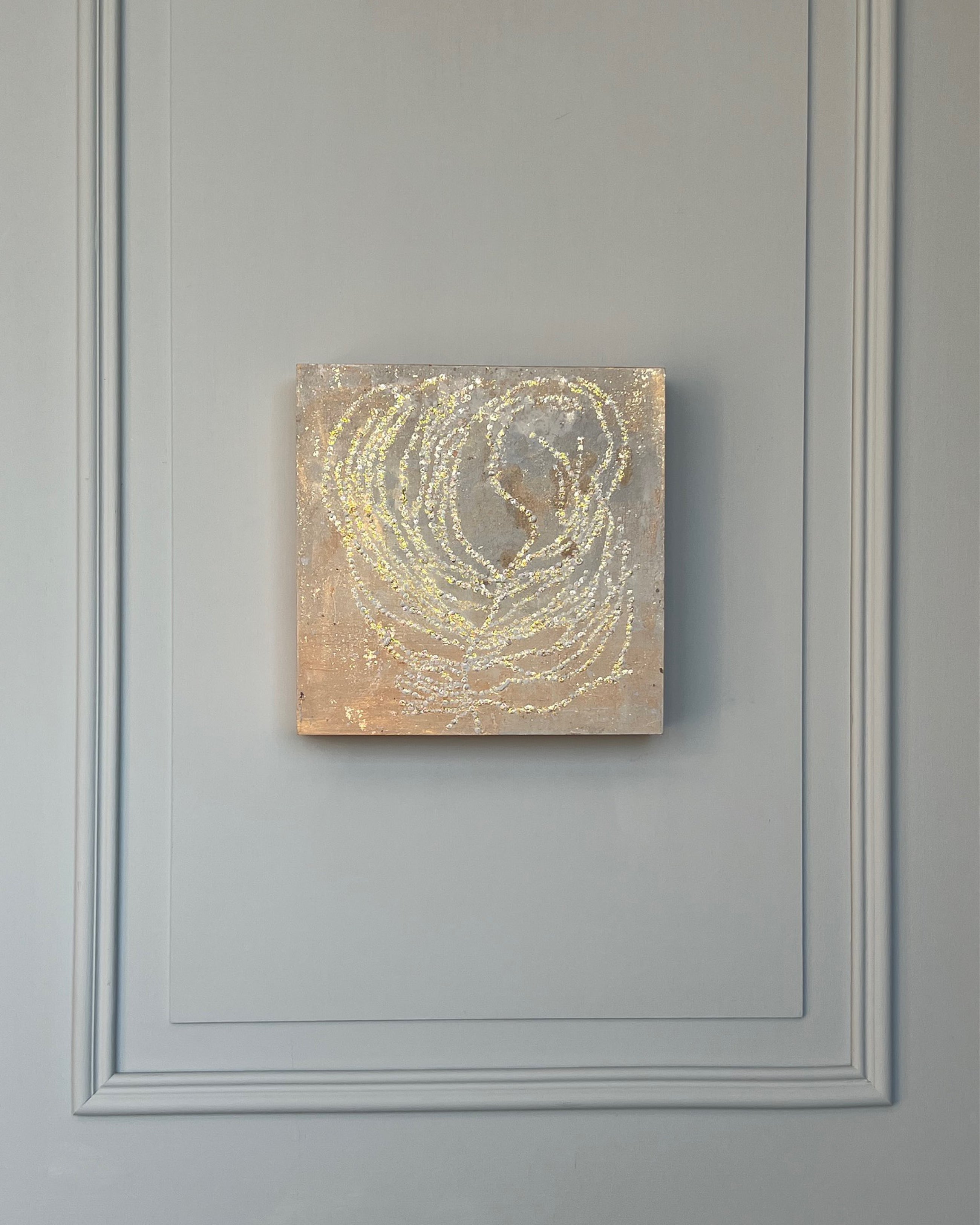 Original abstract study from the LITTLE TREASURES series. Egg tempera, pigments and ash on wood. One of a kind.