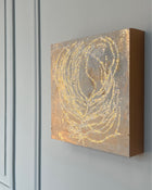 Side view showing the material depth of an original abstract study from the LITTLE TREASURES series.