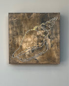 Original abstract study from the LITTLE TREASURES series. Egg tempera, pigments and ash on wood. One of a kind.