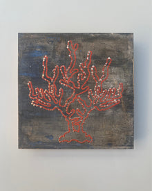 Original abstract study from the LITTLE TREASURES series. Egg tempera, pigments and ash on wood. One of a kind.