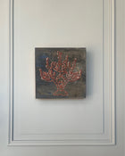 Original abstract study from the LITTLE TREASURES series. Egg tempera, pigments and ash on wood. One of a kind.