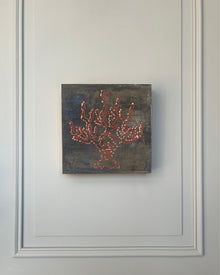 Original abstract study from the LITTLE TREASURES series. Egg tempera, pigments and ash on wood. One of a kind.