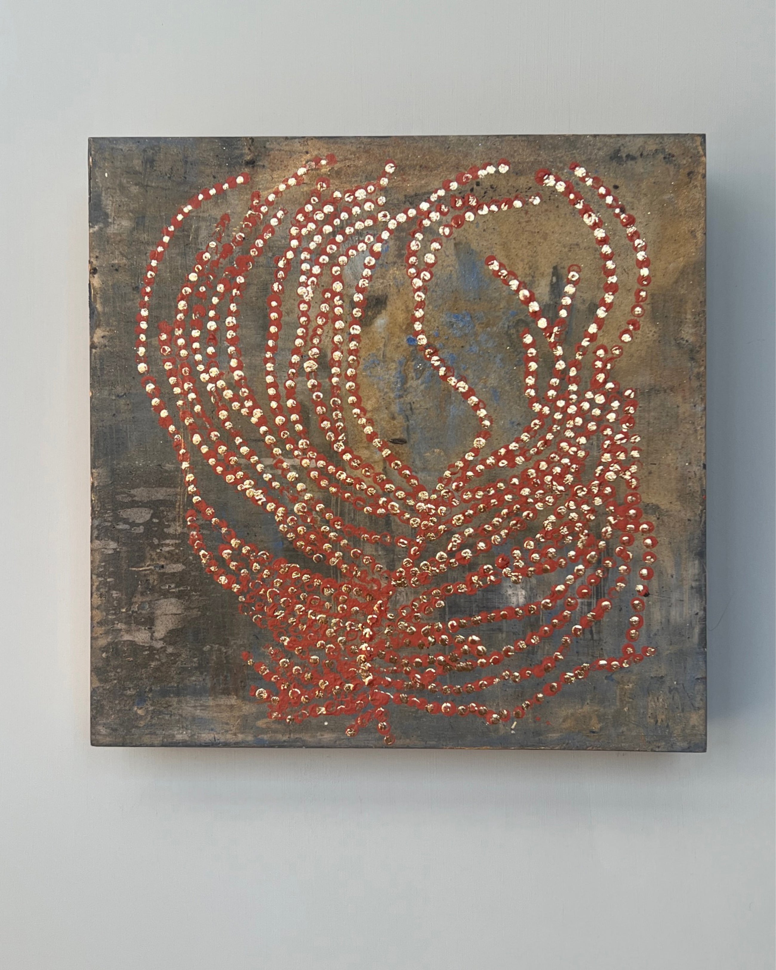 Original abstract study from the LITTLE TREASURES series. Egg tempera, pigments and ash on wood. One of a kind.
