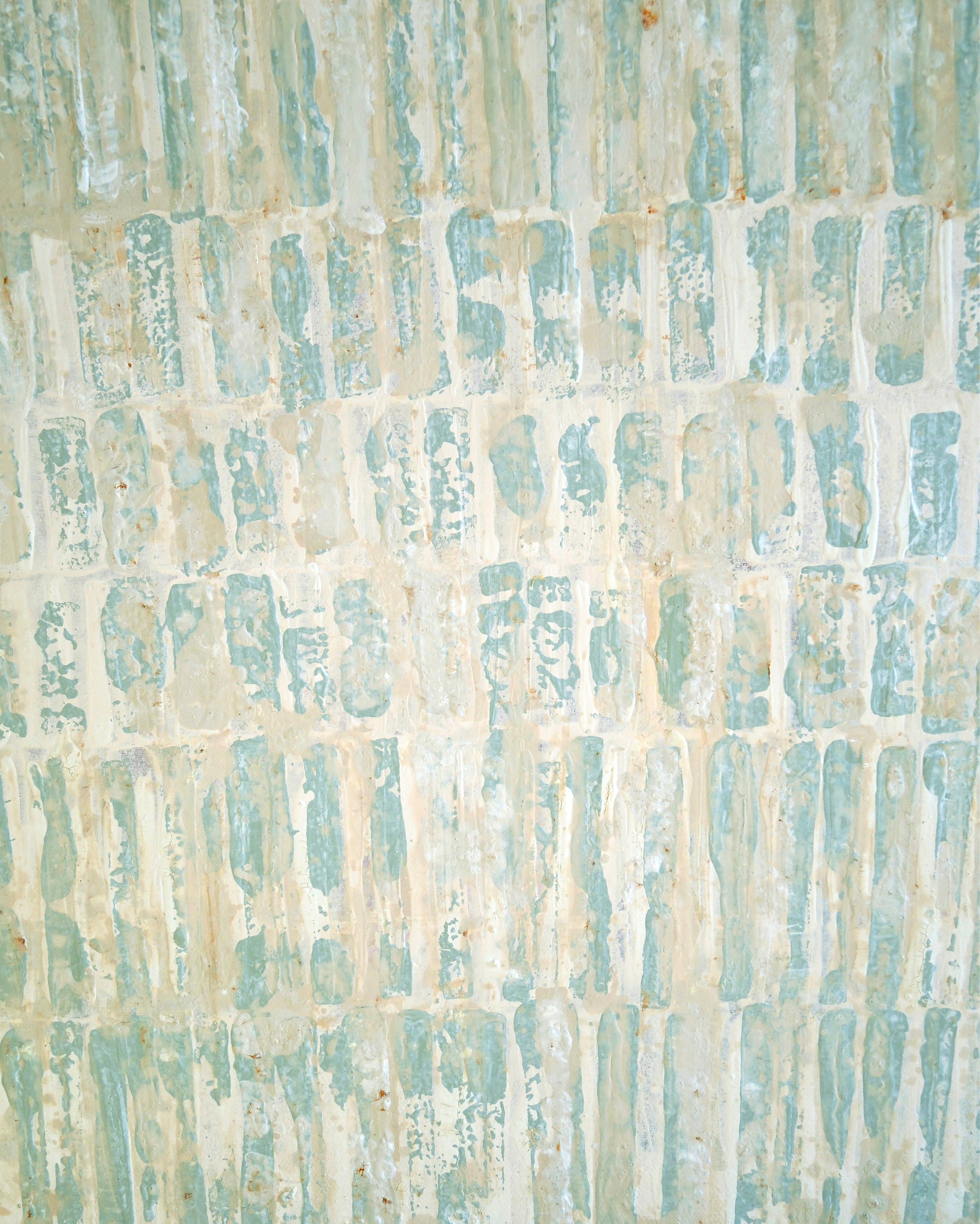 Detail of Pure Patina – Light III showing layered acrylic, egg tempera, pigments and ash creating a tactile surface