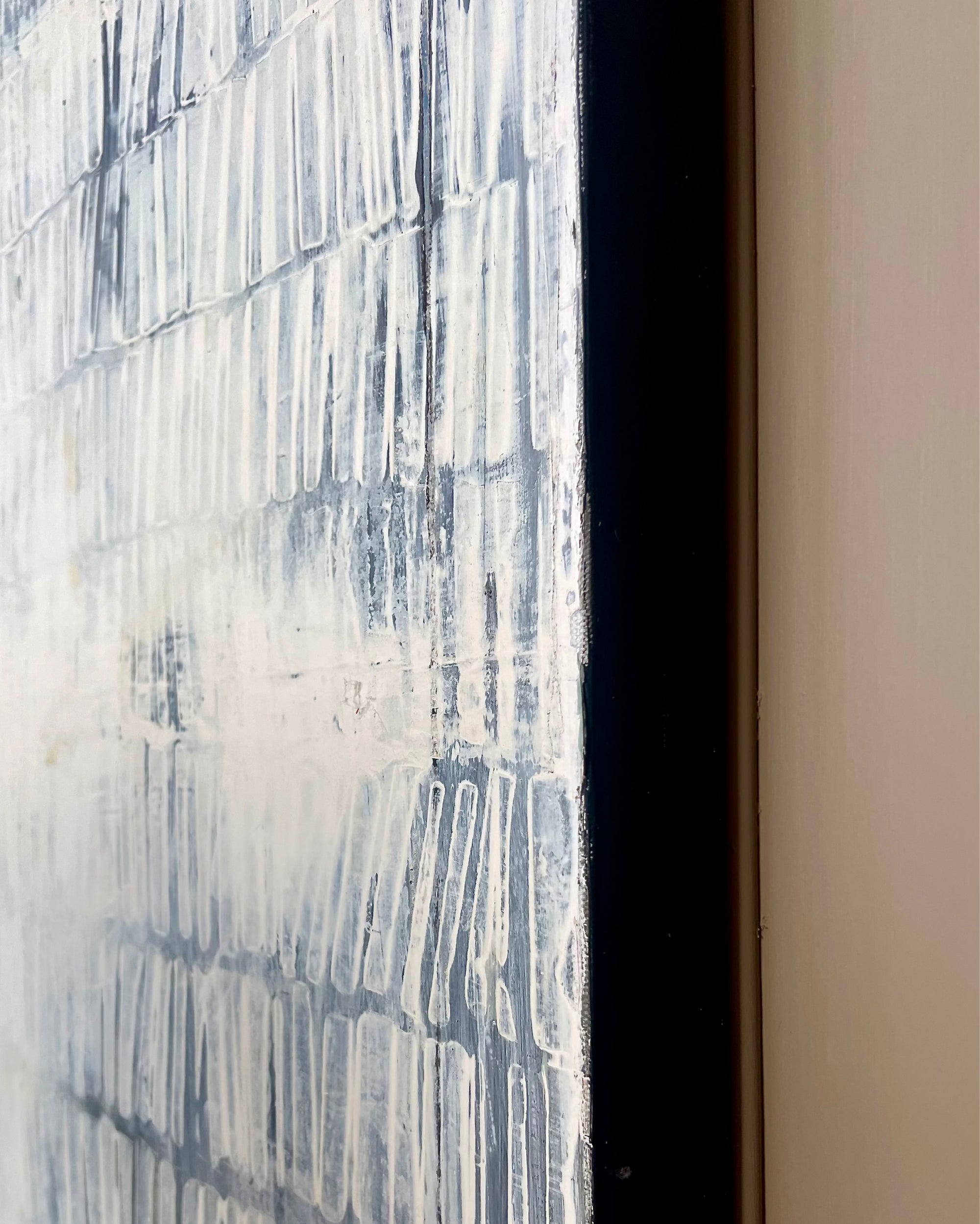 Side view of Pure Patina Light I revealing the depth of the wooden panel and surface layers