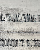 Close-up of aged burlap texture with matte acrylic paint, abstract contemporary artwork from the PURE PATINA series