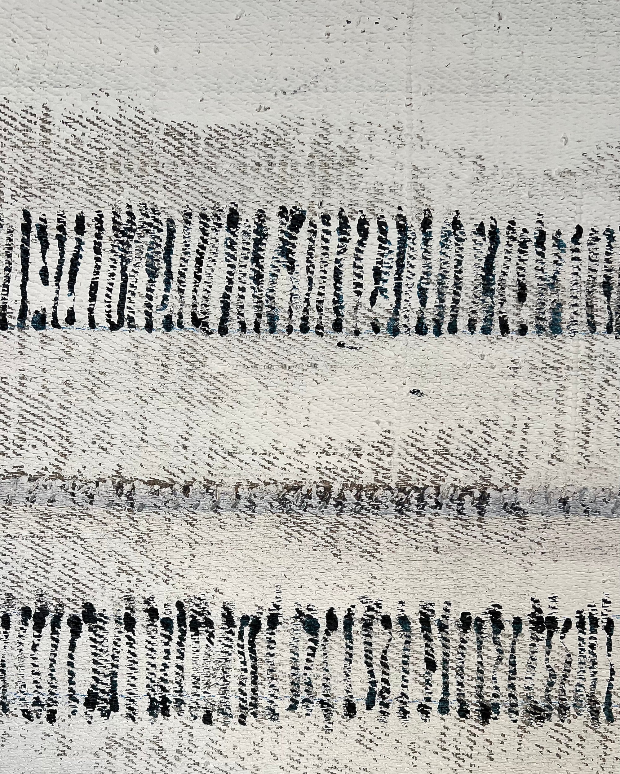 Close-up of aged burlap texture with matte acrylic paint, abstract contemporary artwork from the PURE PATINA series
