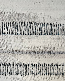 Close-up of aged burlap texture with matte acrylic paint, abstract contemporary artwork from the PURE PATINA series