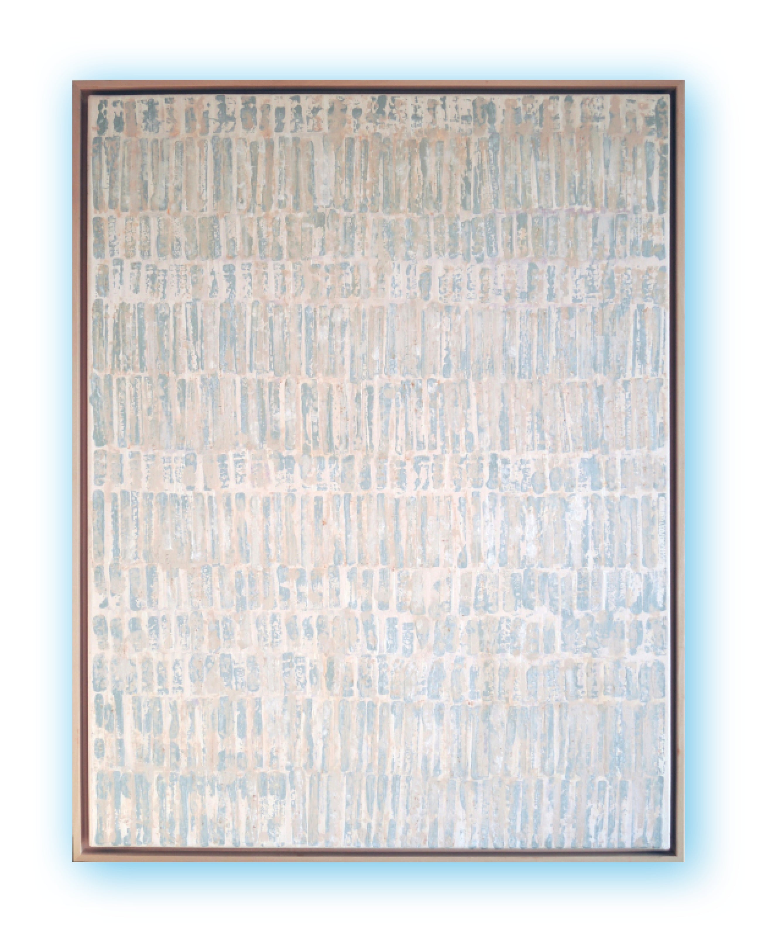 Pure Patina – Light III, original abstract painting on canvas in light tones, framed in a shadow gap frame by PATINA & ORO