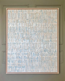 Pure Patina – Light III, original abstract painting on canvas in light tones, framed in a shadow gap frame by PATINA & ORO
