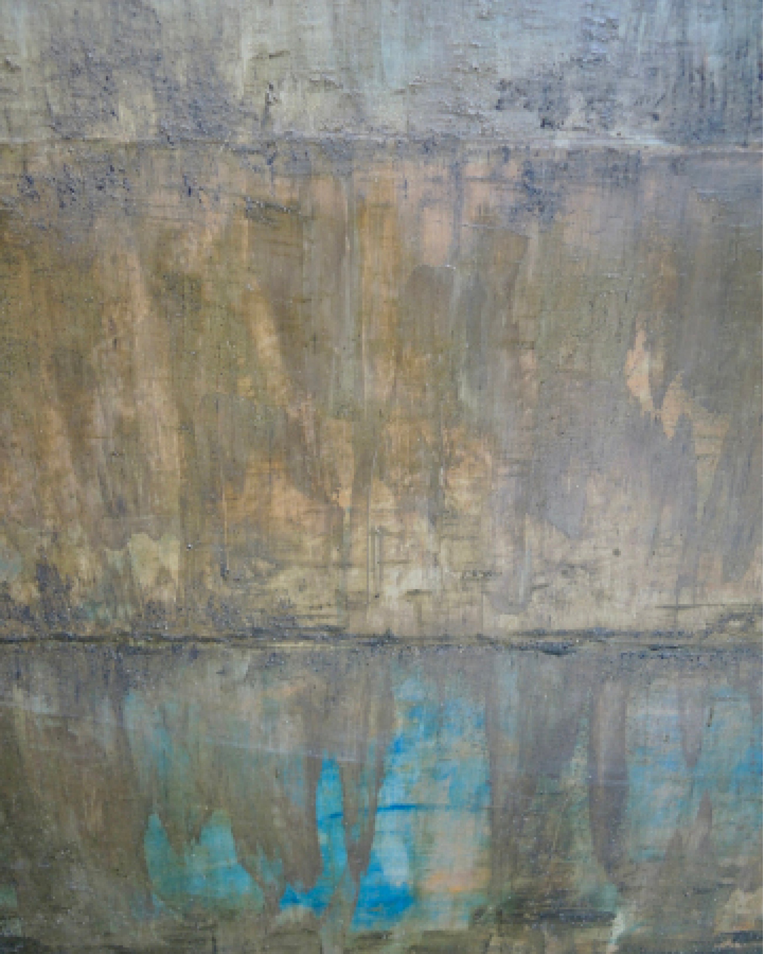 Detail of Pure Patina – Dark II showing layered egg tempera, ash and natural pigments with subtle tonal gradients