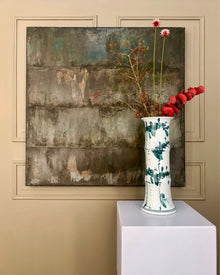 Pure Patina – Dark II abstract painting displayed in an interior setting, showcasing earthy colour transitions and textured surface