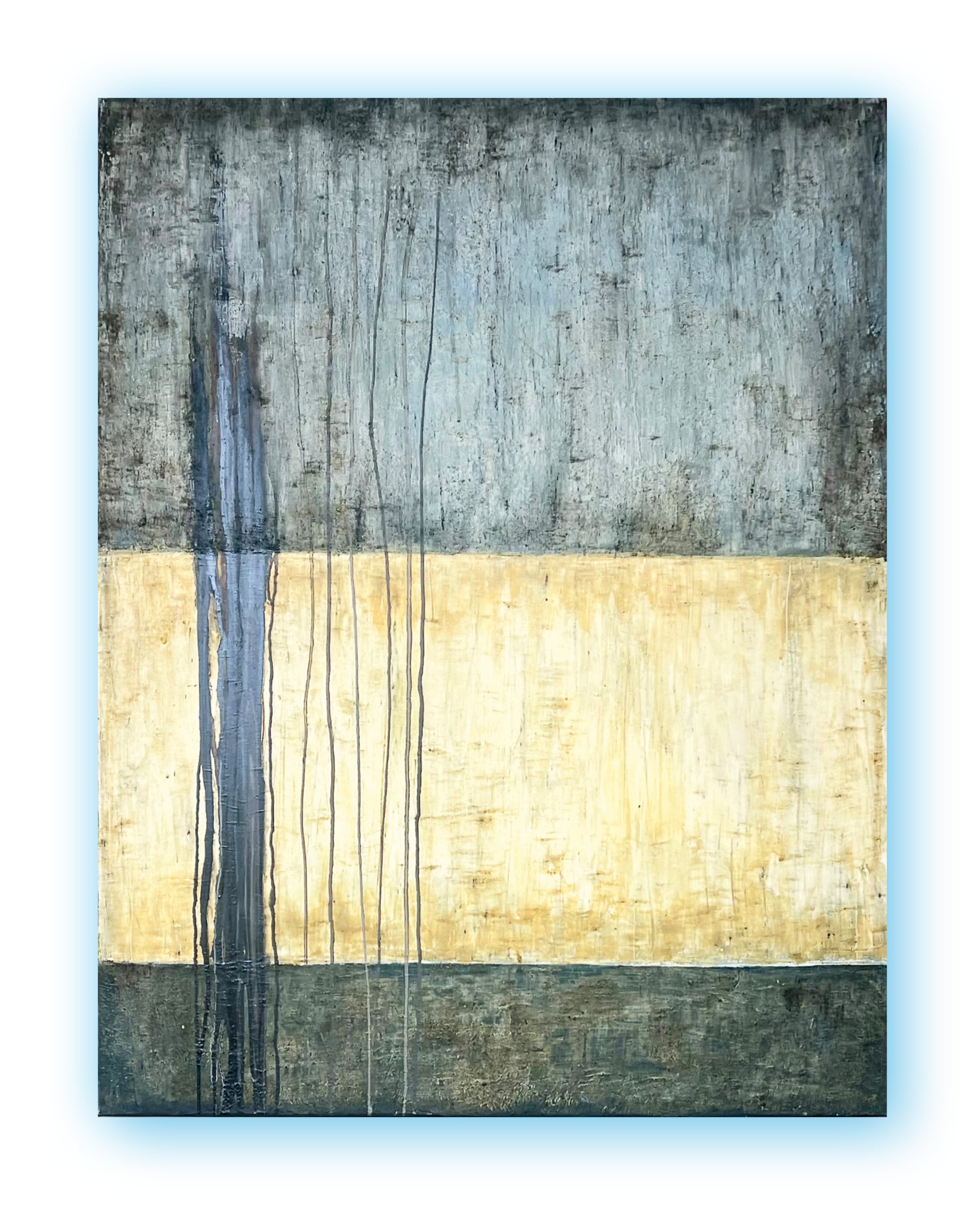 Abstract painting Pure Patina Dark III with layered earthy tones, egg tempera and natural pigments on canvas