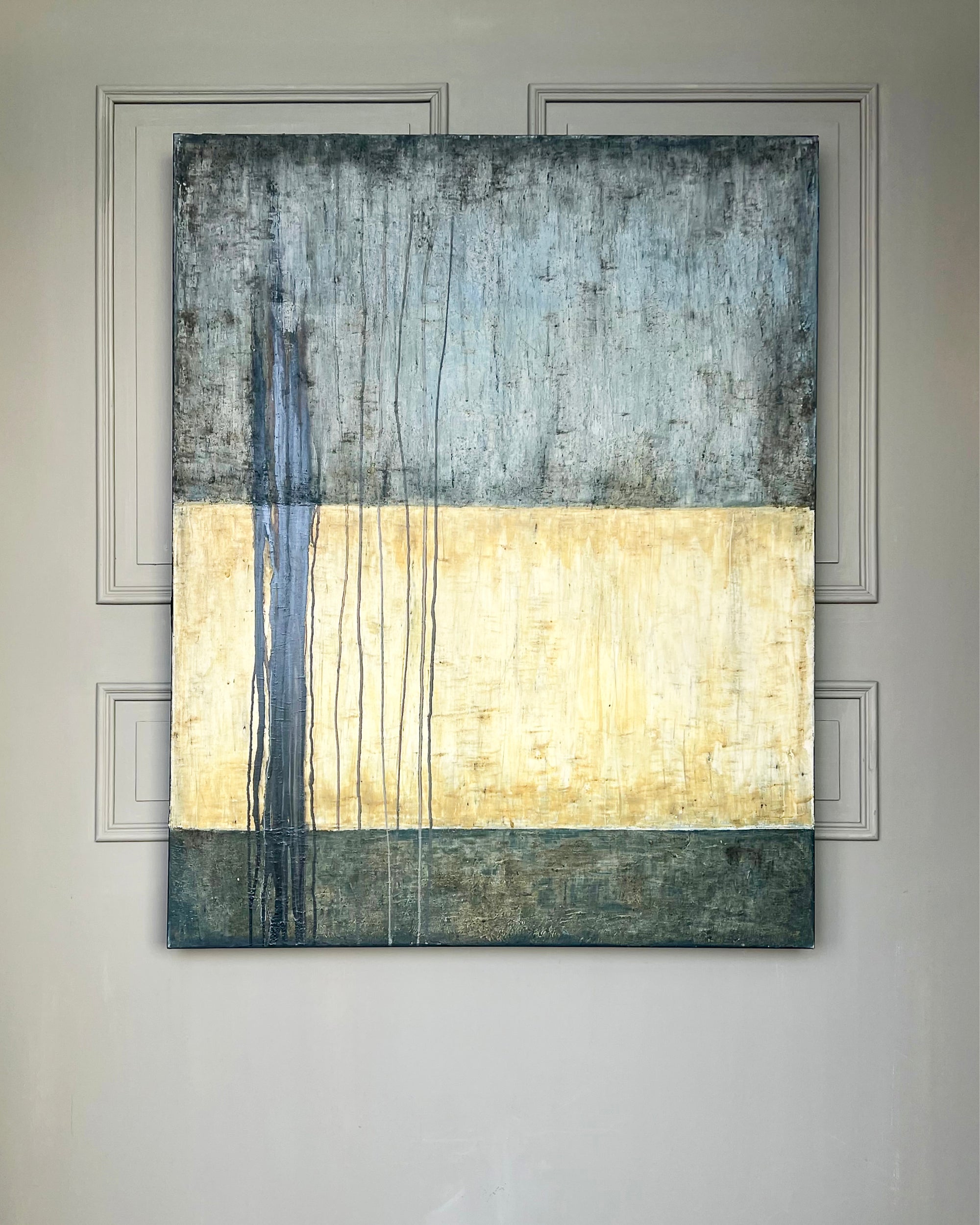 Abstract painting Pure Patina Dark III with layered earthy tones, egg tempera and natural pigments on canvas